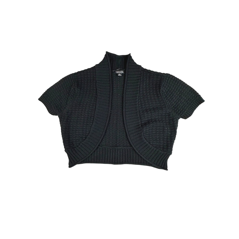 Womens Large Black Short Sleeve Open Knit Cardigan Layer Fairy Grunge Capsule
